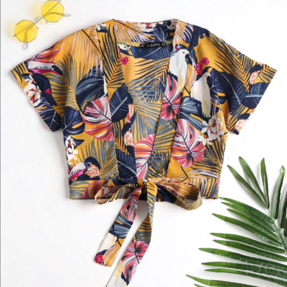 @Zaful cropped tie shirt
